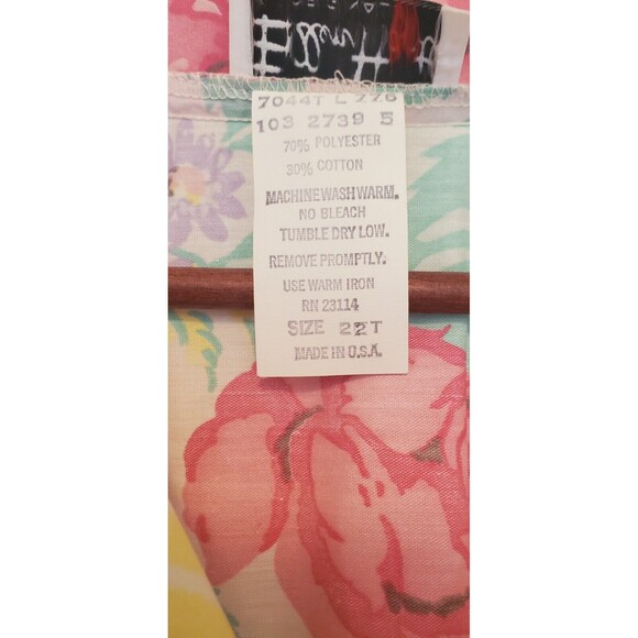 Vtg 1980s Ellen Hart Original Pink Pastel Floral Shirt Dress W/ Belt Flower 22 T - Picture 7 of 16